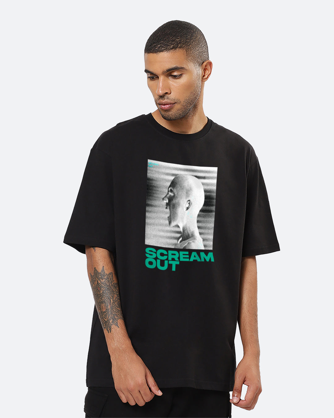 Scream Out Black Oversized Men's T-shirt