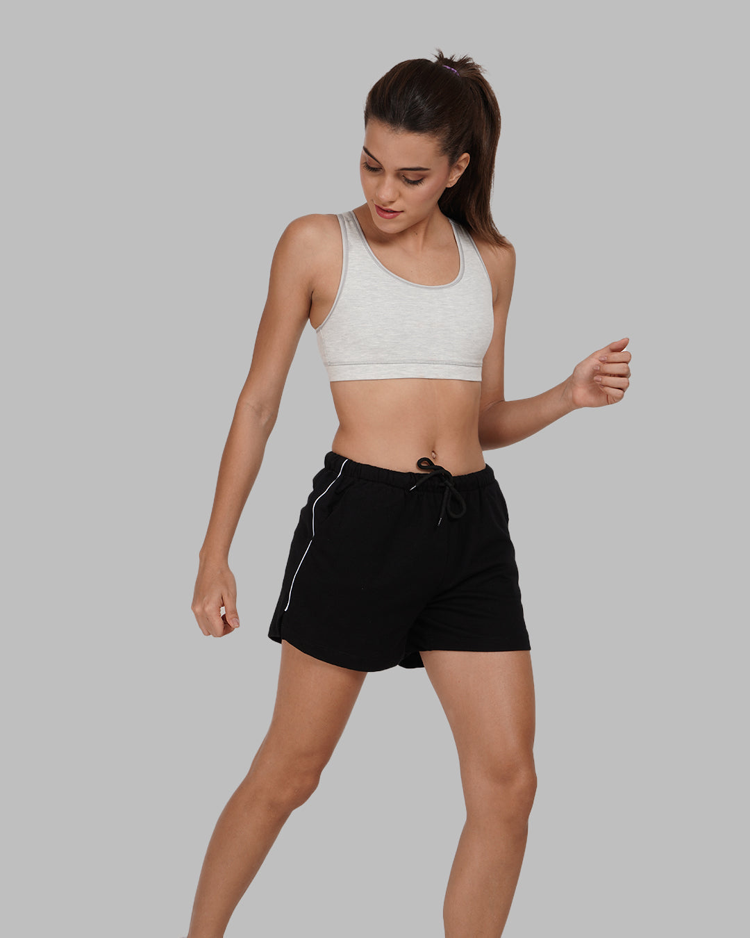 Black with White Stripes Women Shorts