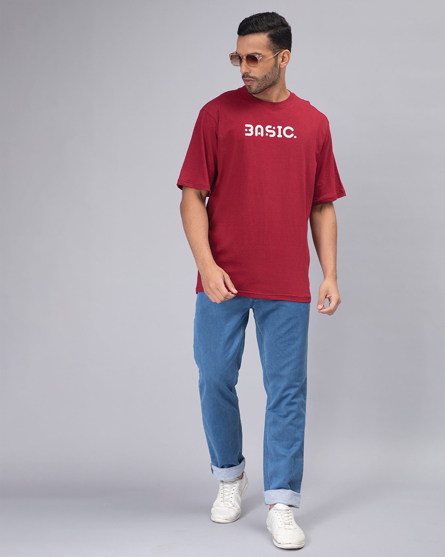 B.a.s.i.c Maroon Oversized Men's Tshirt
