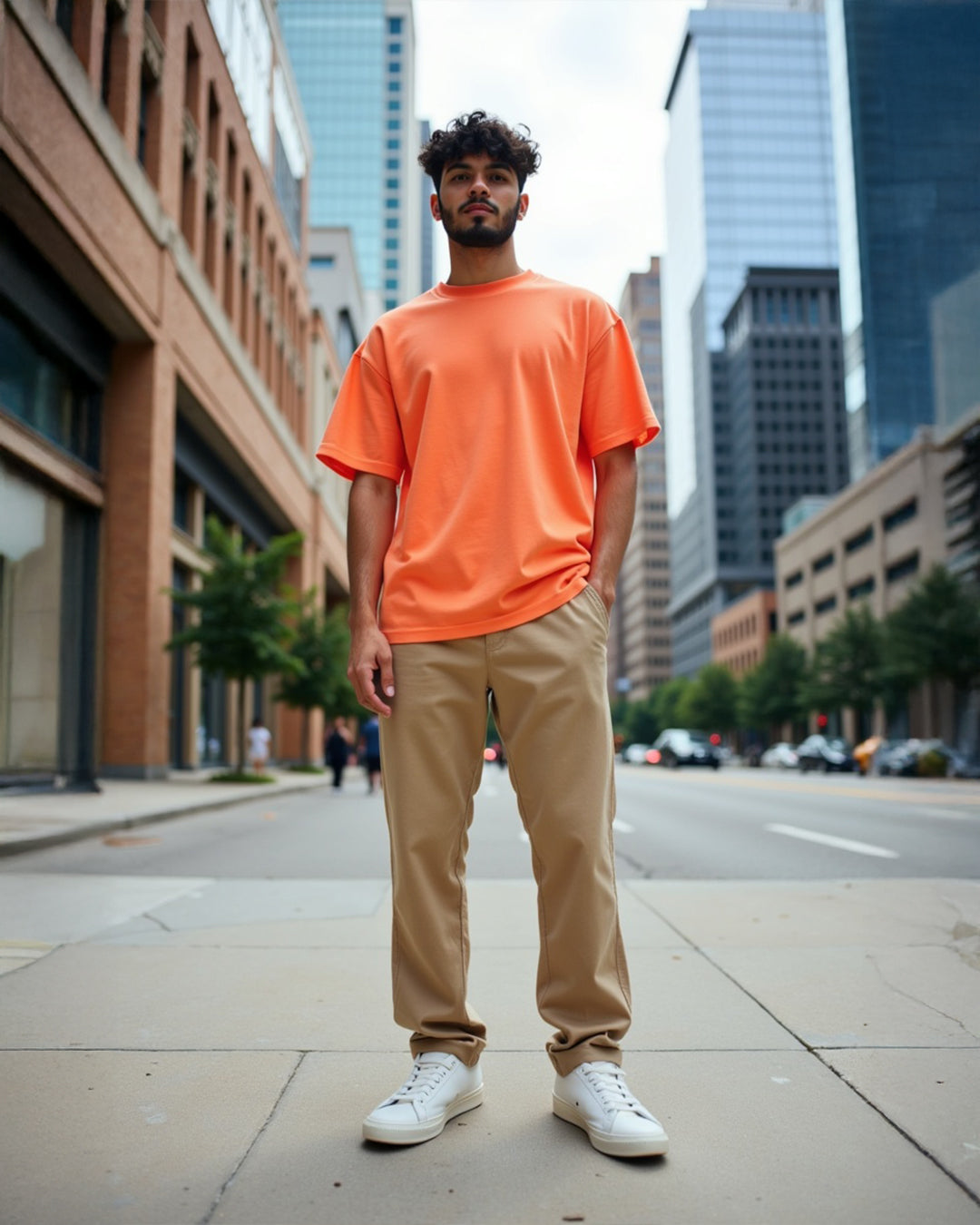 Solid Orange Oversized Men's Tshirt