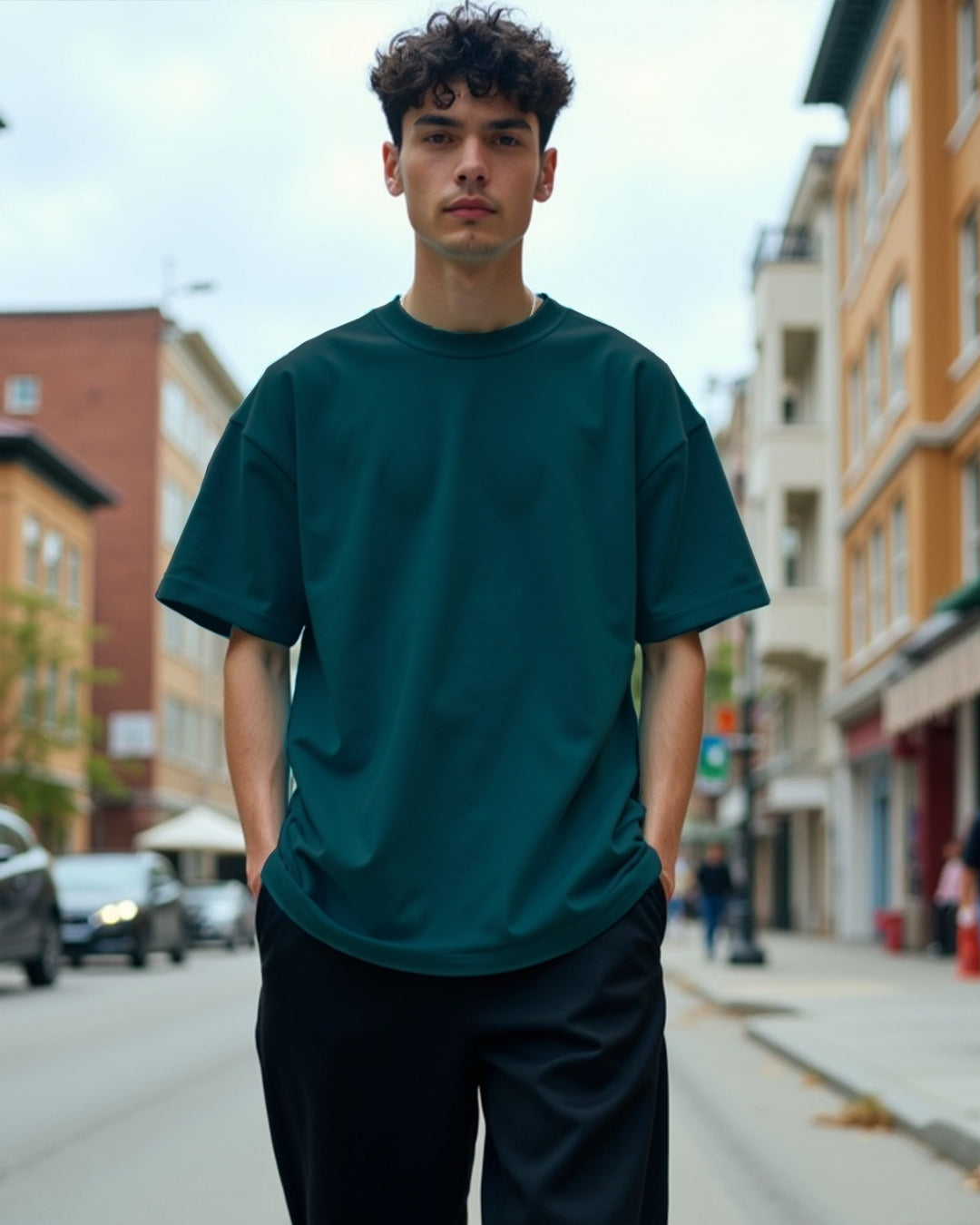 Solid Teal Blue Oversized Men's Tshirt