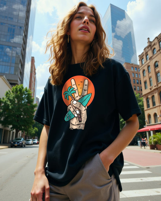 Beach Peace Oversized Women Tshirt