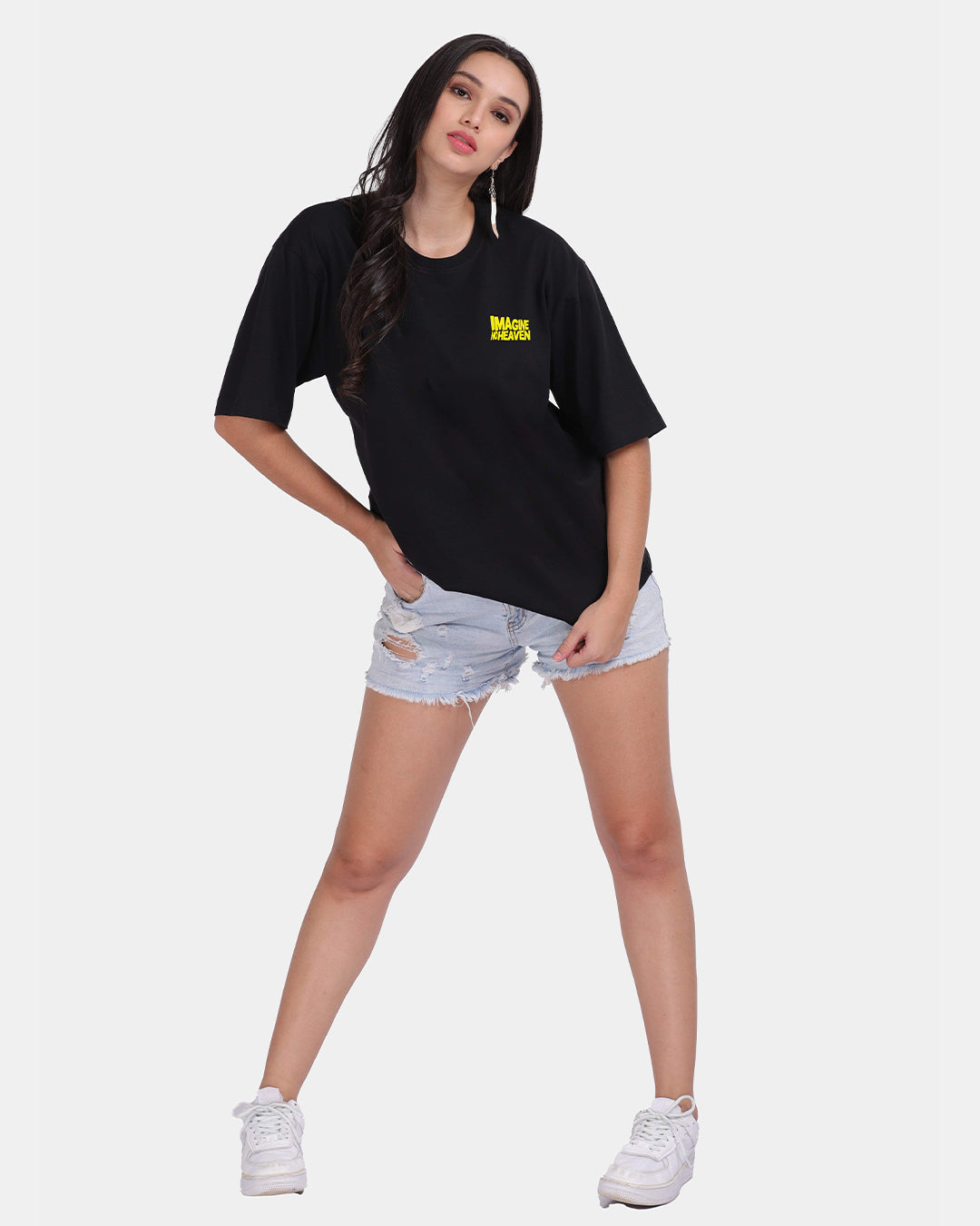 Imagine No Heaven Oversized Women Tshirt