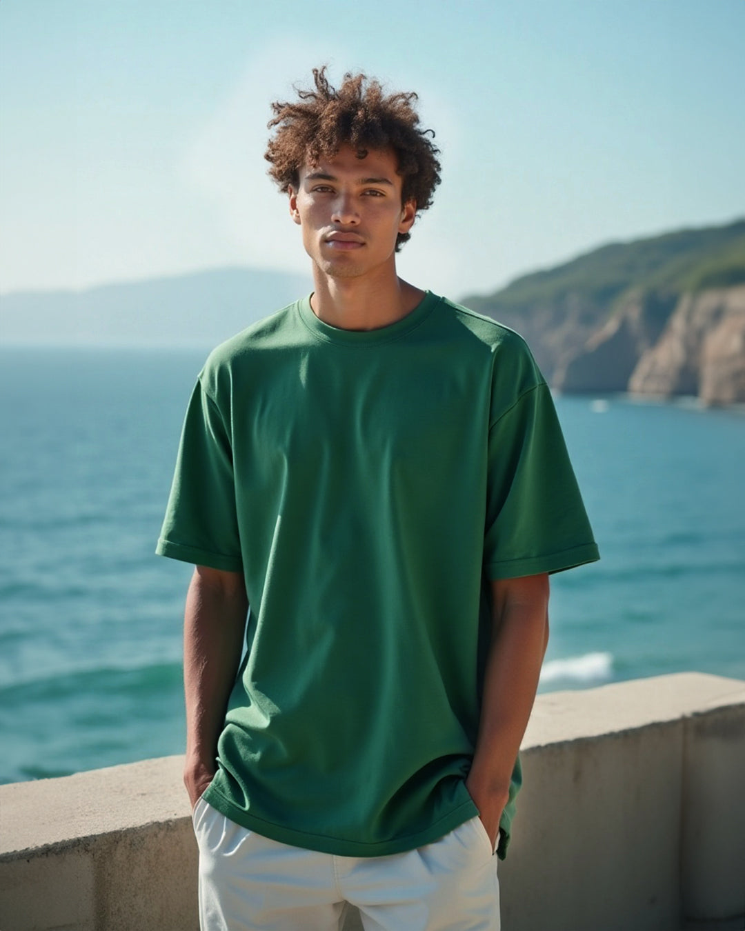 Solid Green Oversized Men's Tshirt
