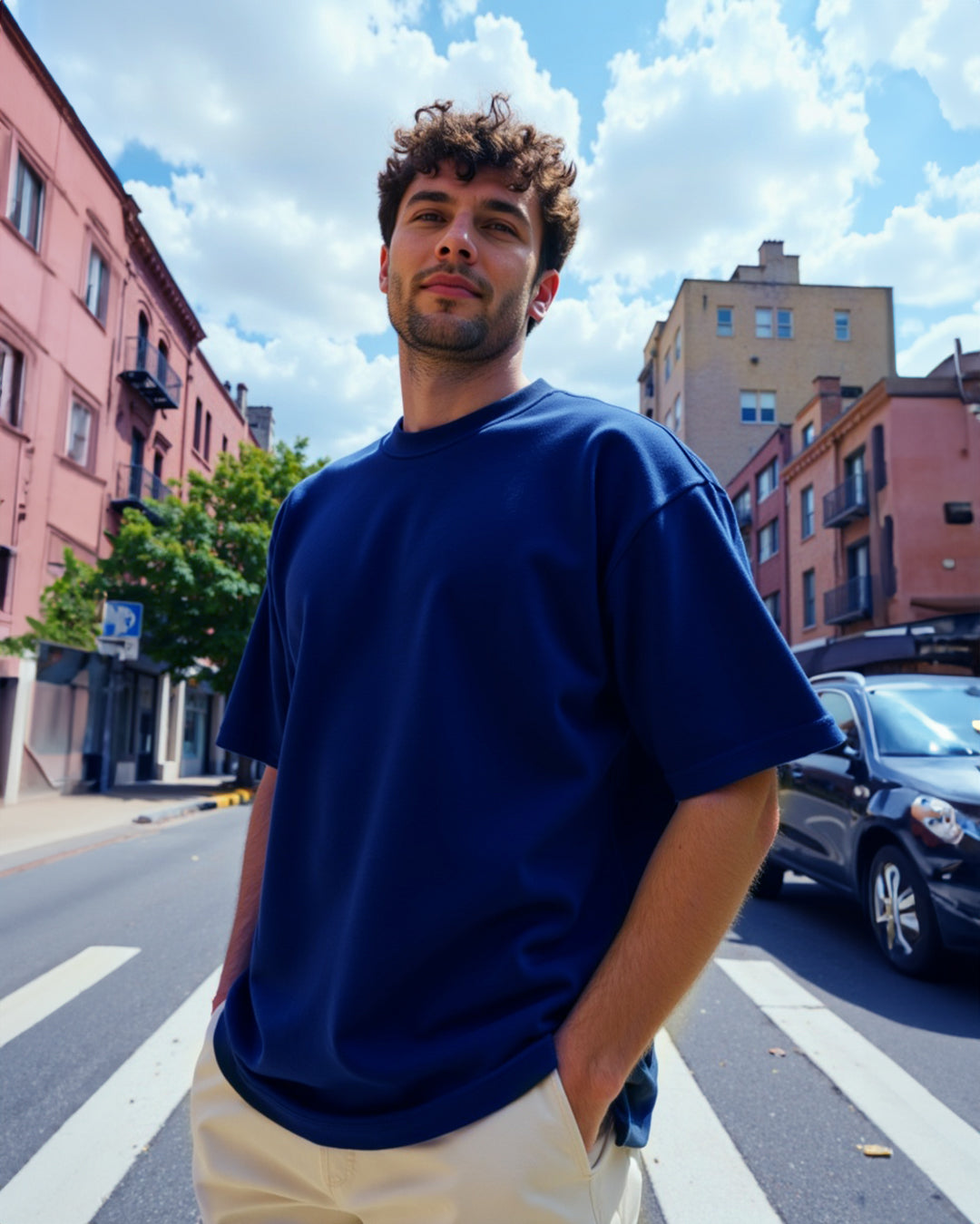 Solid Midnight Blue Oversized Men's Tshirt