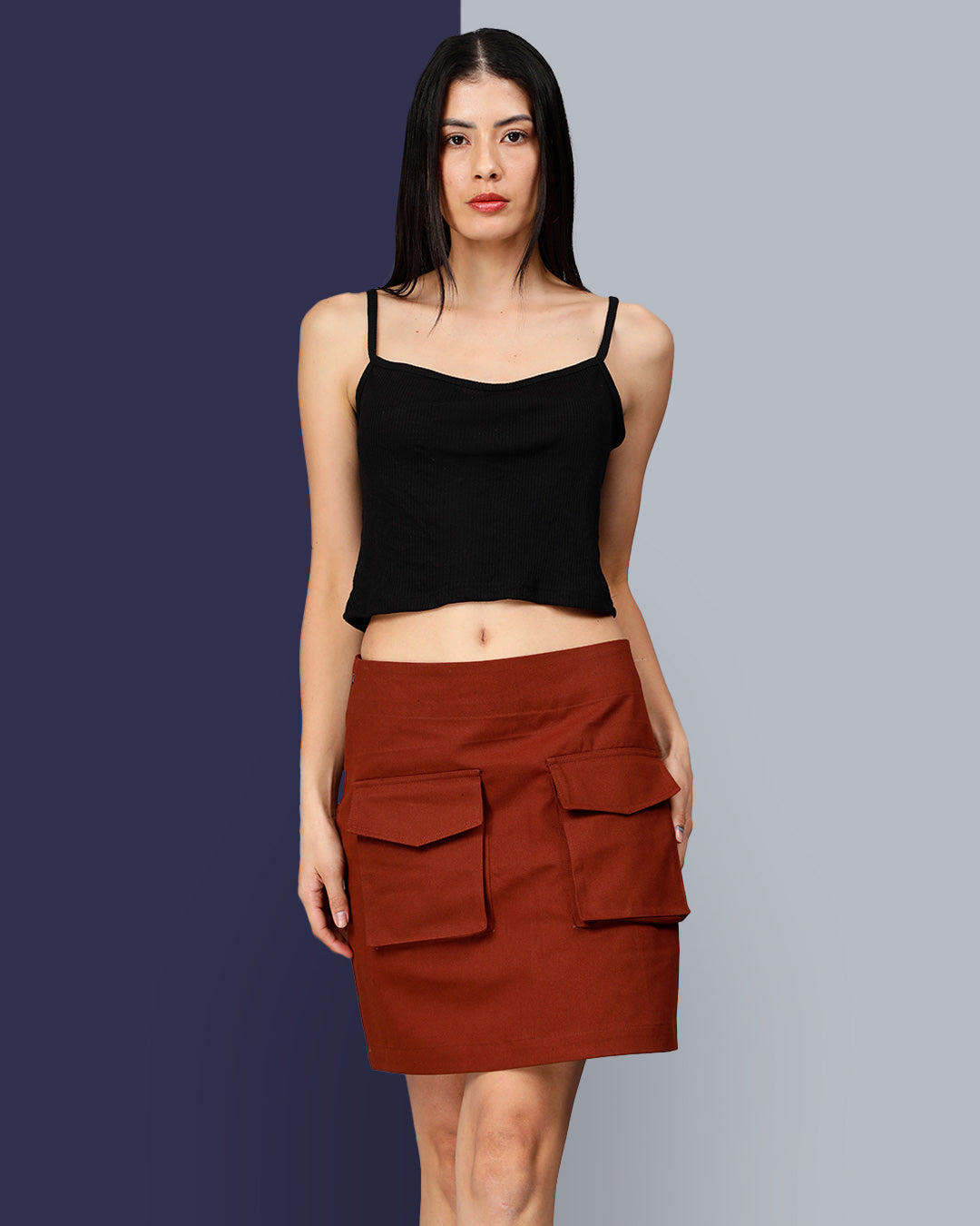 Black Cami Ribbed Crop Top Women