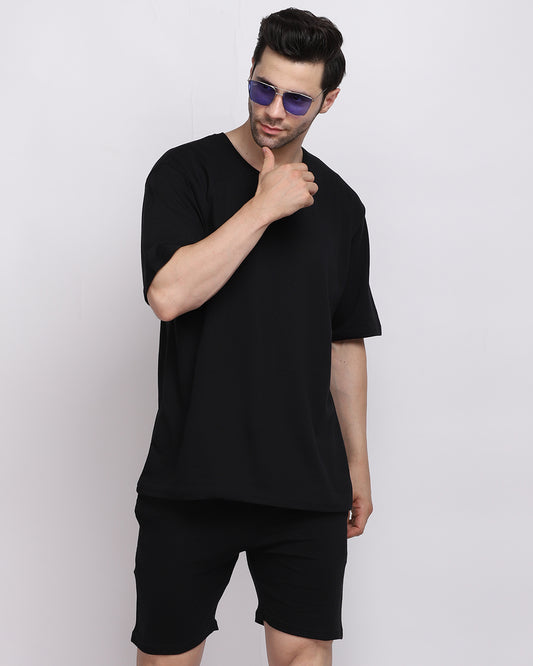 Solid Black Co-ord Set Oversize Men