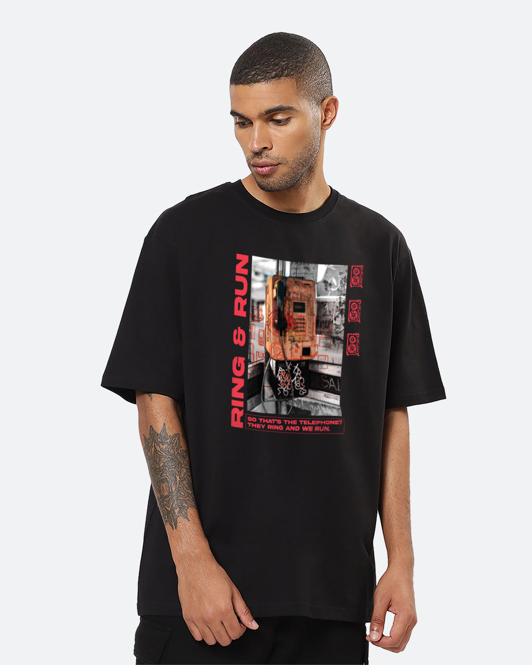 Ring & Run Black Oversized Men's T-shirt