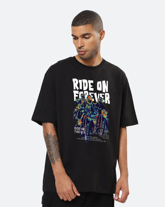 Ride On Forever Black Oversized Men's T-shirt