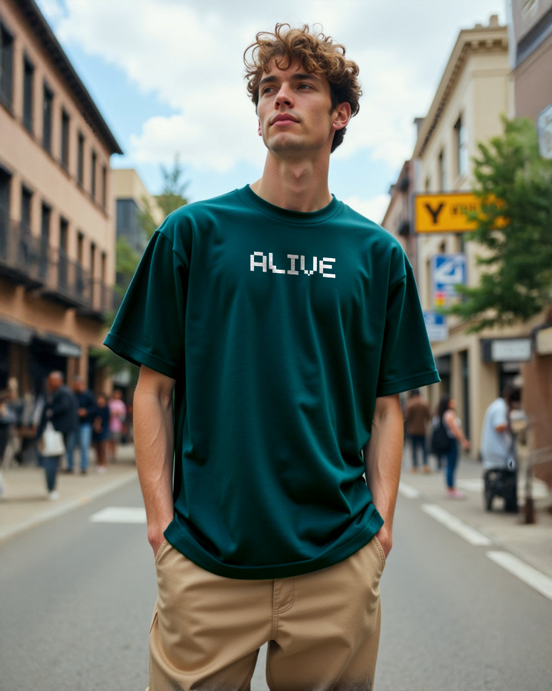 Alive Teal Blue Oversized Men's Tshirt