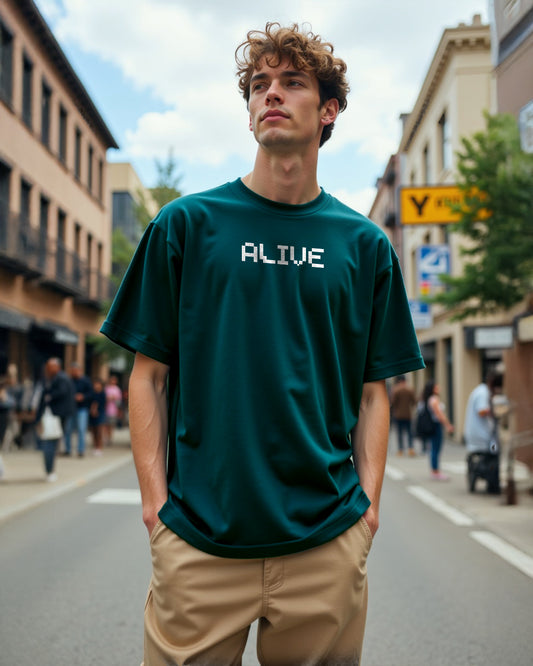 Alive Teal Blue Oversized Men's Tshirt