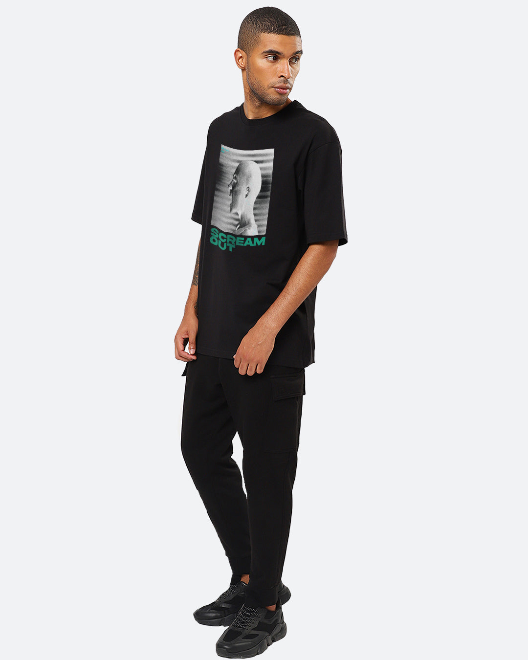 Scream Out Black Oversized Men's T-shirt