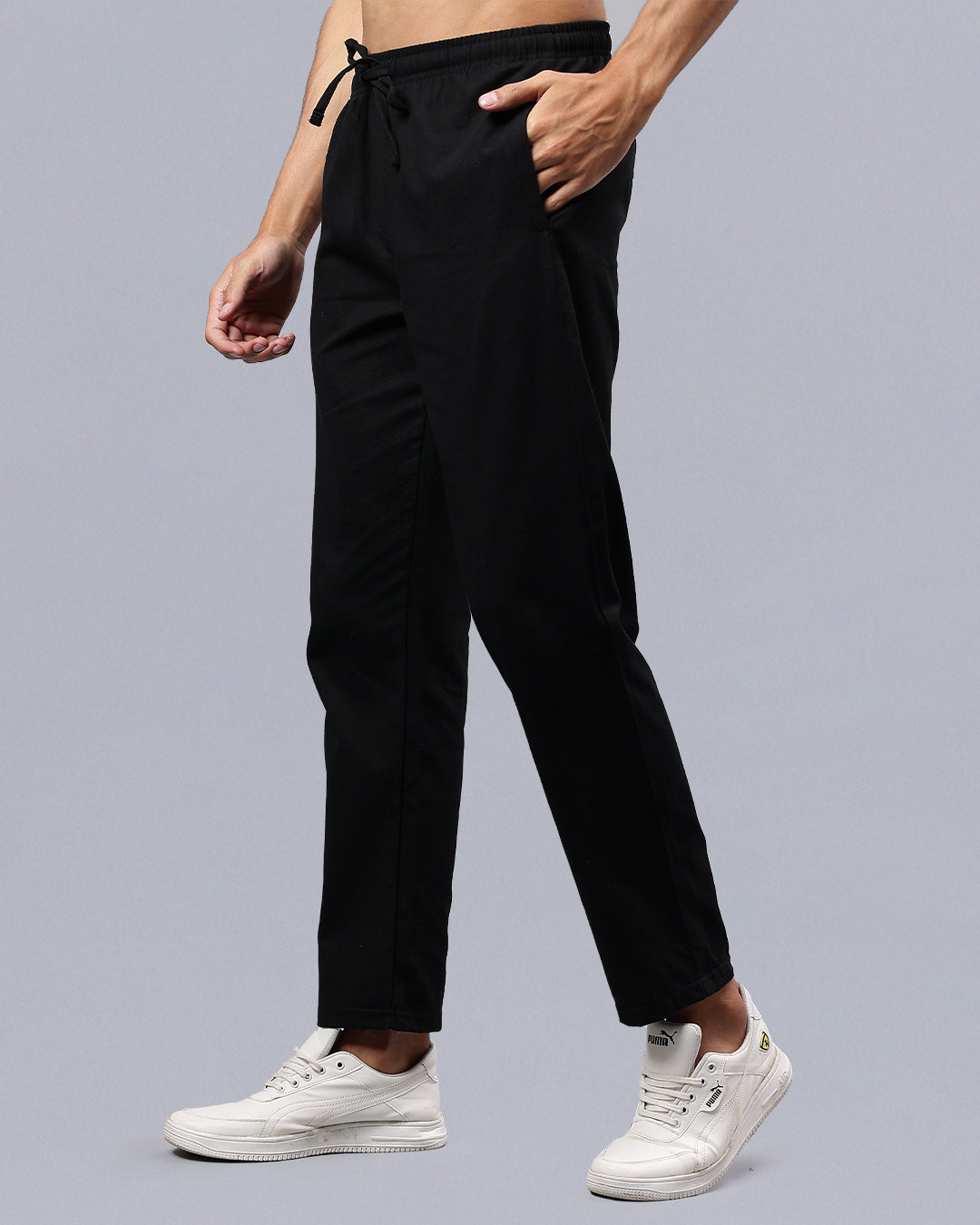 Black Casual Men Cargo Joggers