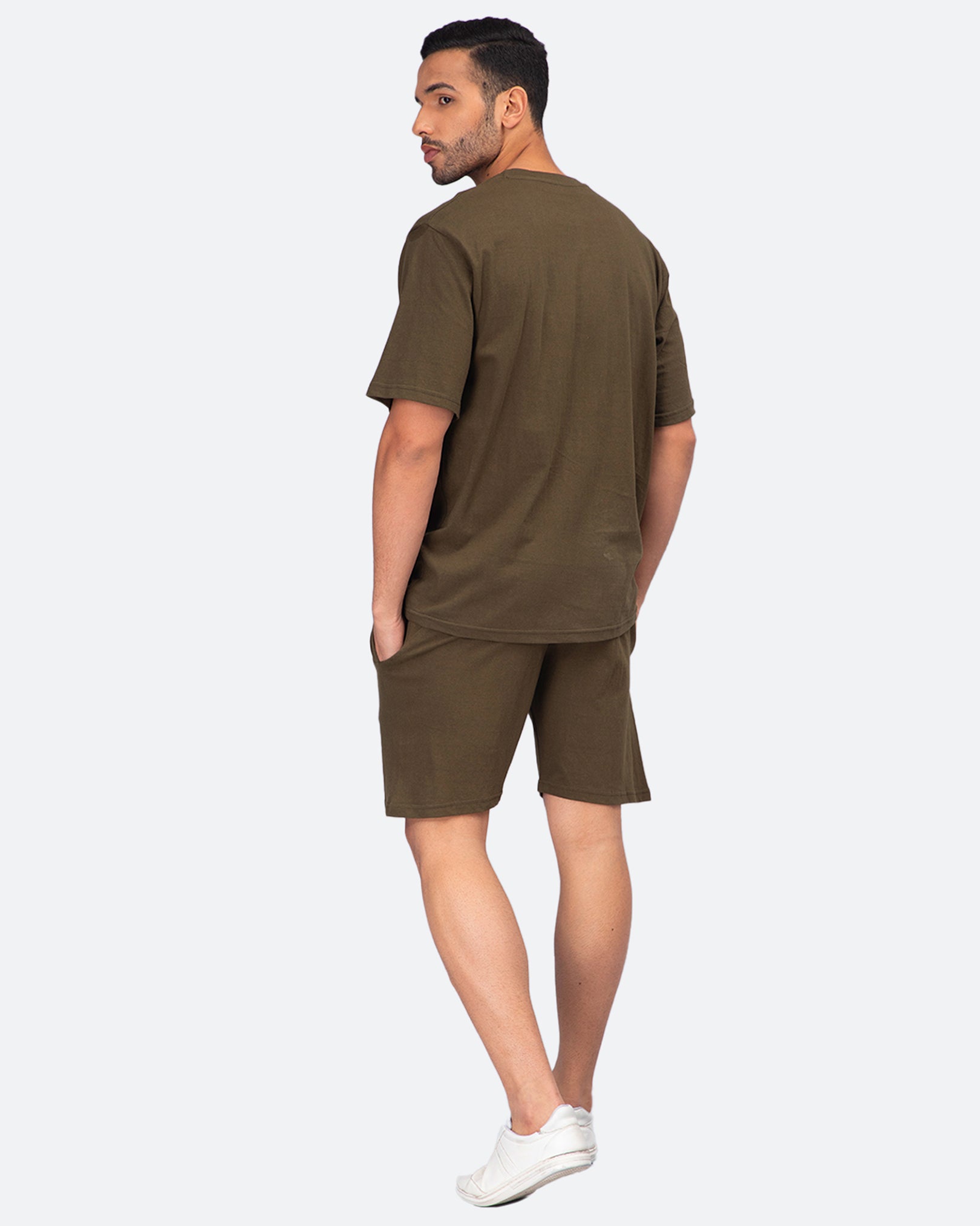 Solid Olive Co-ord Set Oversize Men