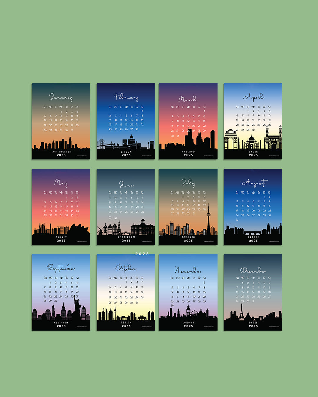 Flash Sale- Skyline Wall Calendar