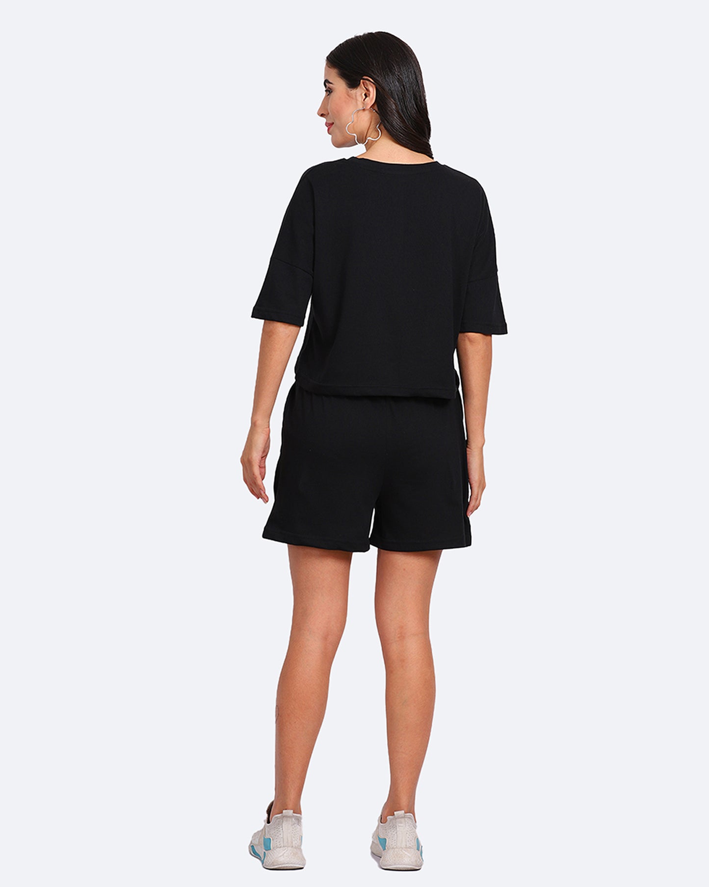 Black Solid Co-ord Set Women
