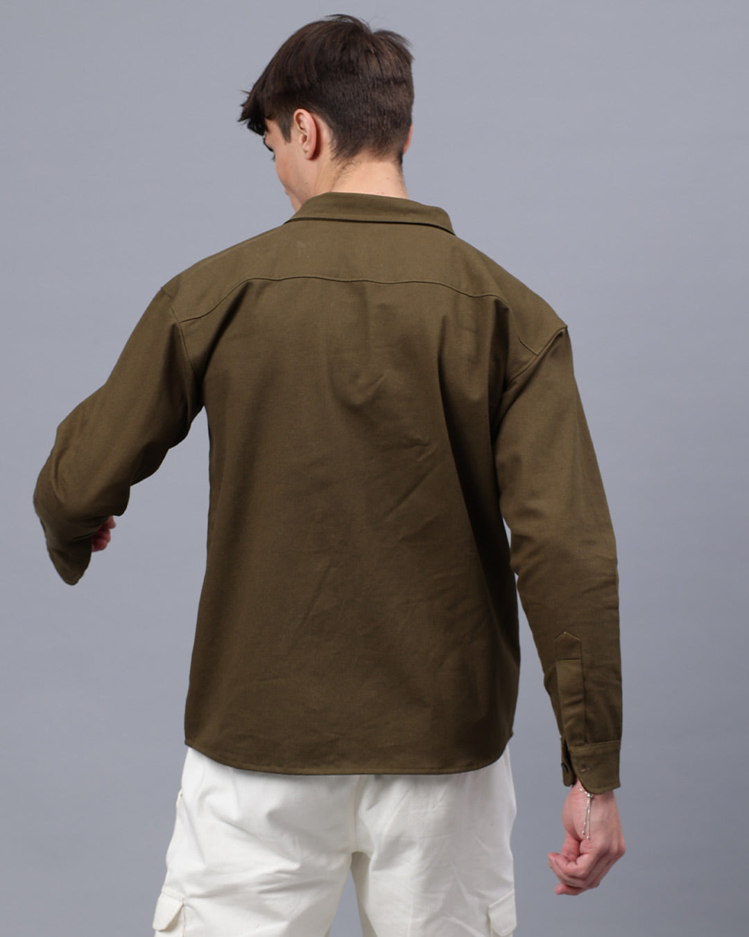 Olive Cargo Shirt Men