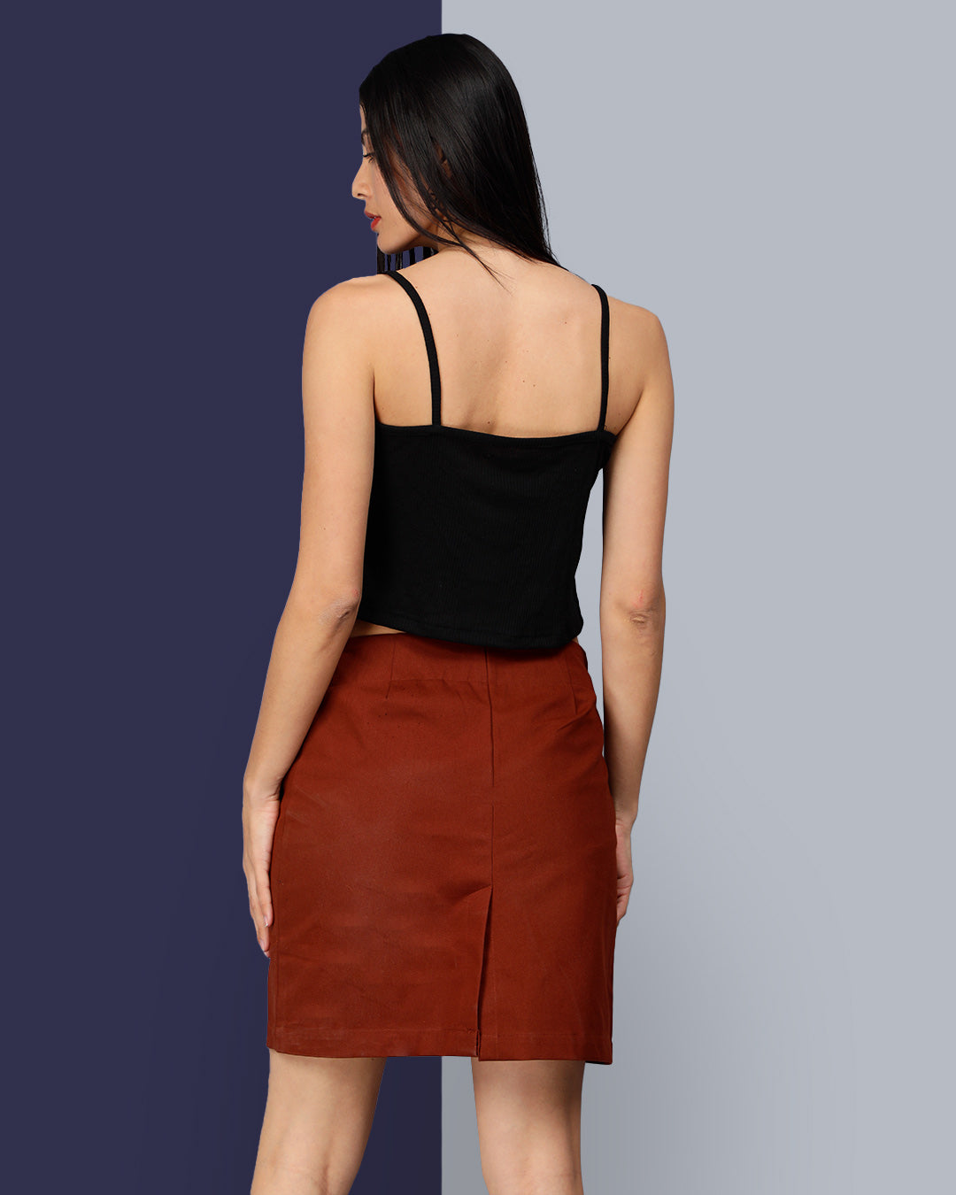 Black Cami Ribbed Crop Top Women