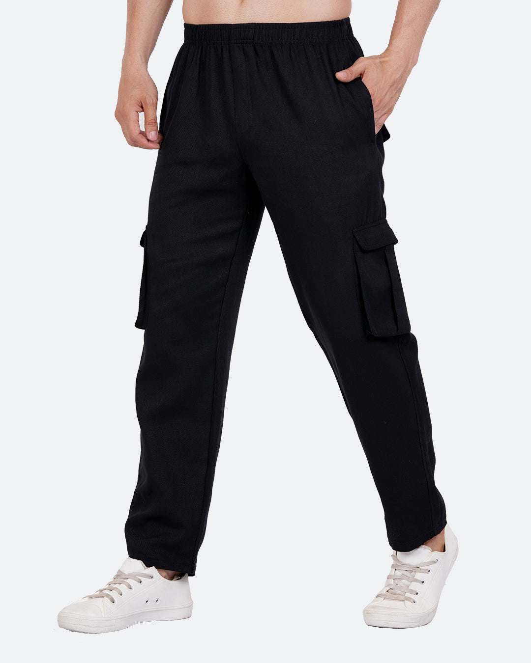 Black Men Cargo Joggers