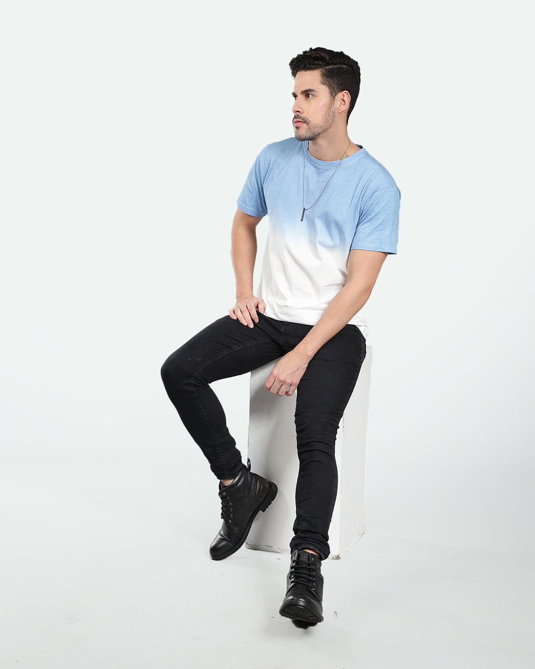 Tie & Dye Blue White Men Tshirt