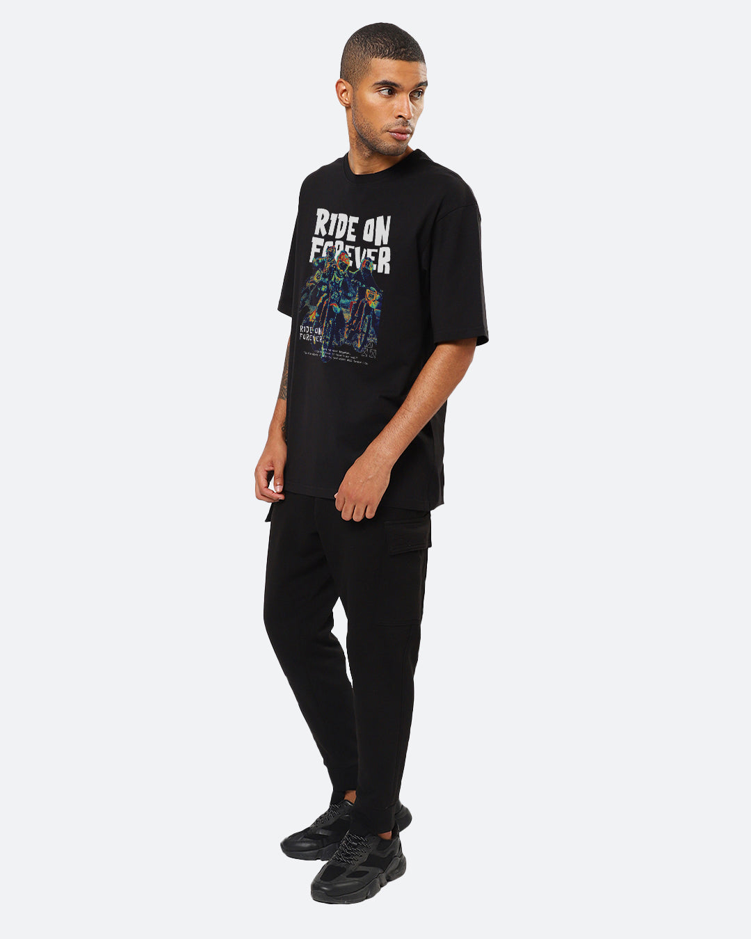 Ride On Forever Black Oversized Men's T-shirt