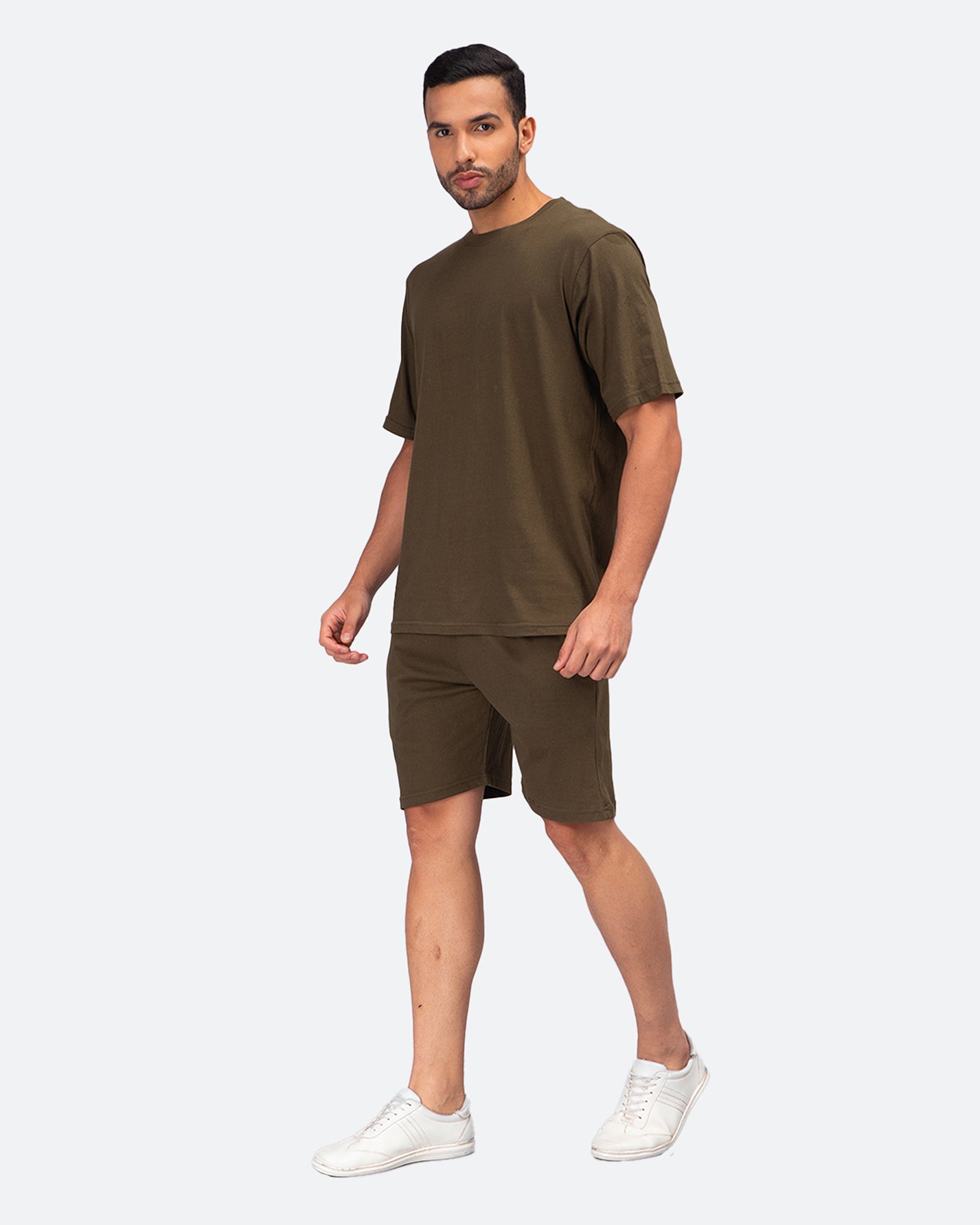 Solid Olive Co-ord Set Oversize Men
