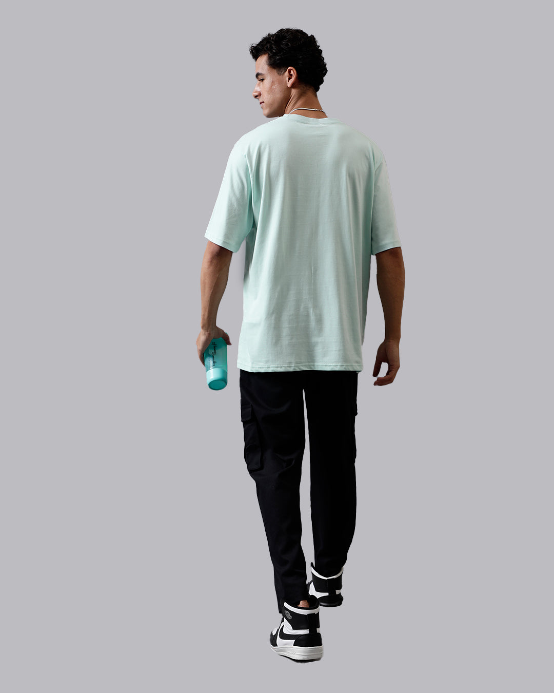 Mint Green Solid Oversized Men's Tshirt