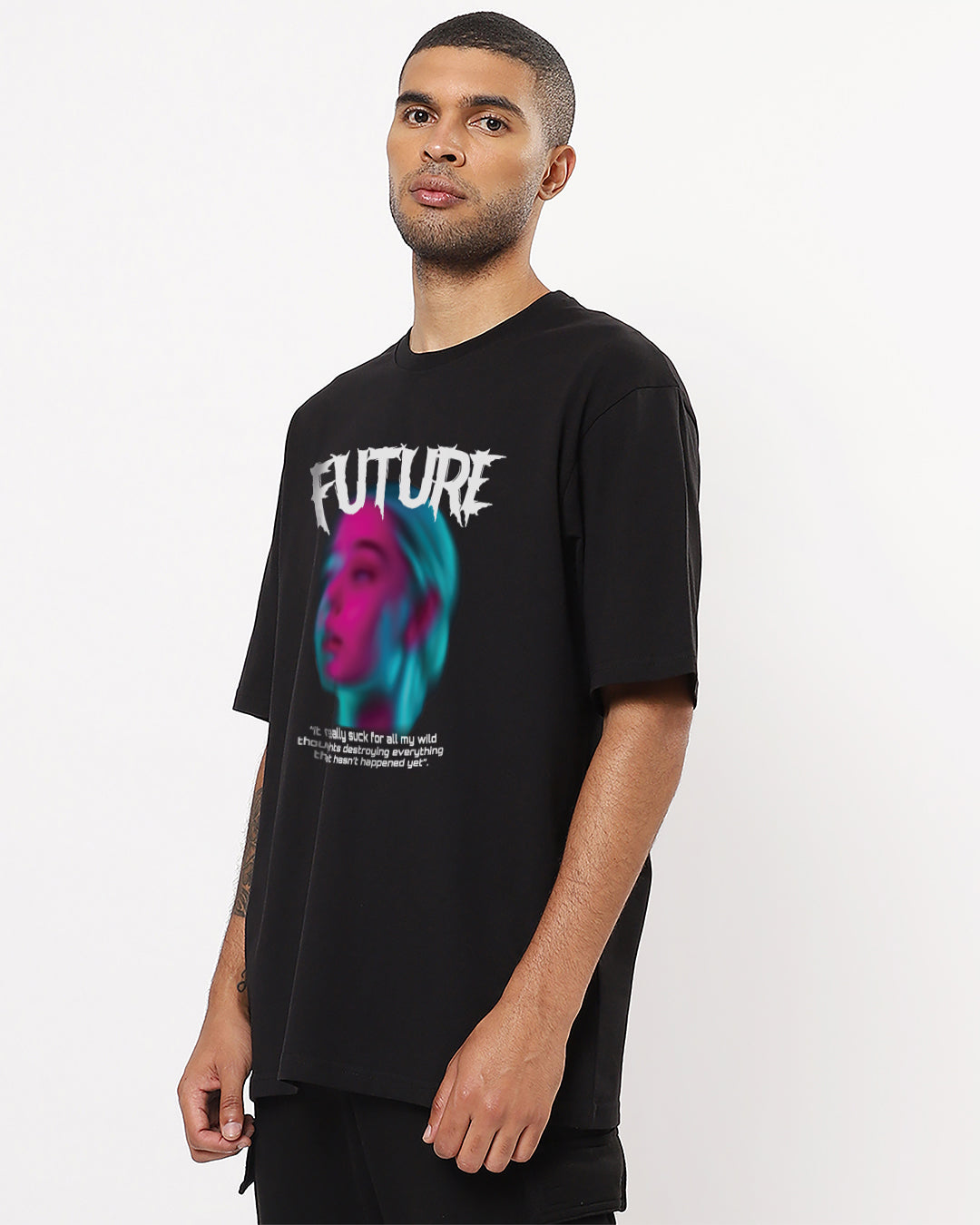 Future Black Oversized Men's T-shirt