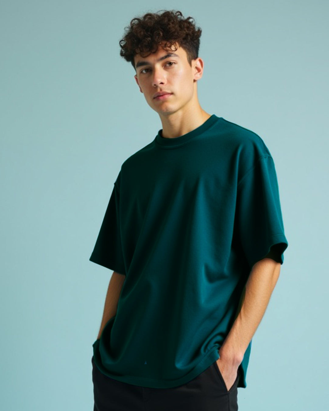 Solid Teal Blue Oversized Men's Tshirt