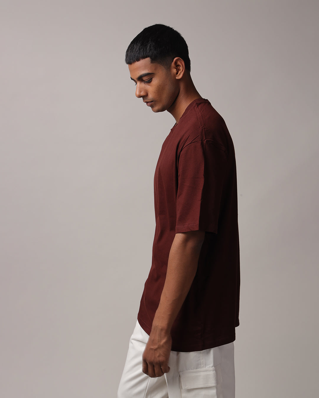 Solid Coffee Brown Oversized Men's Tshirt