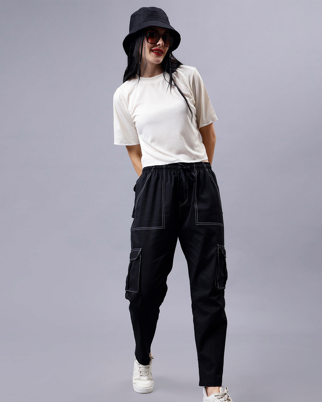 Off White Ribbed Crop Top Women
