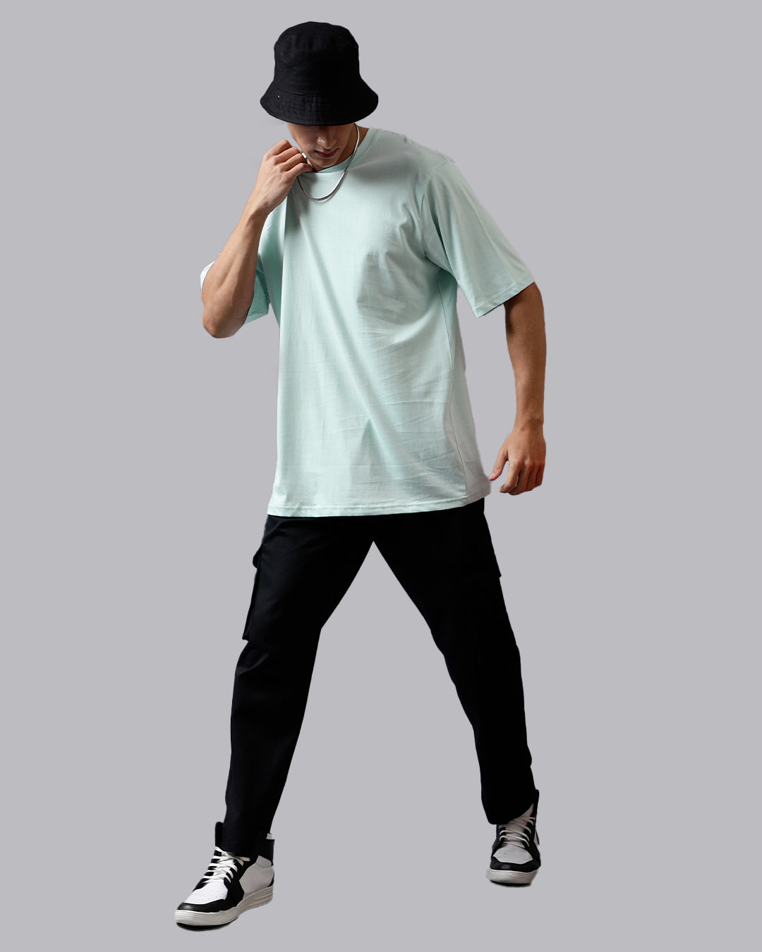 Mint Green Solid Oversized Men's Tshirt