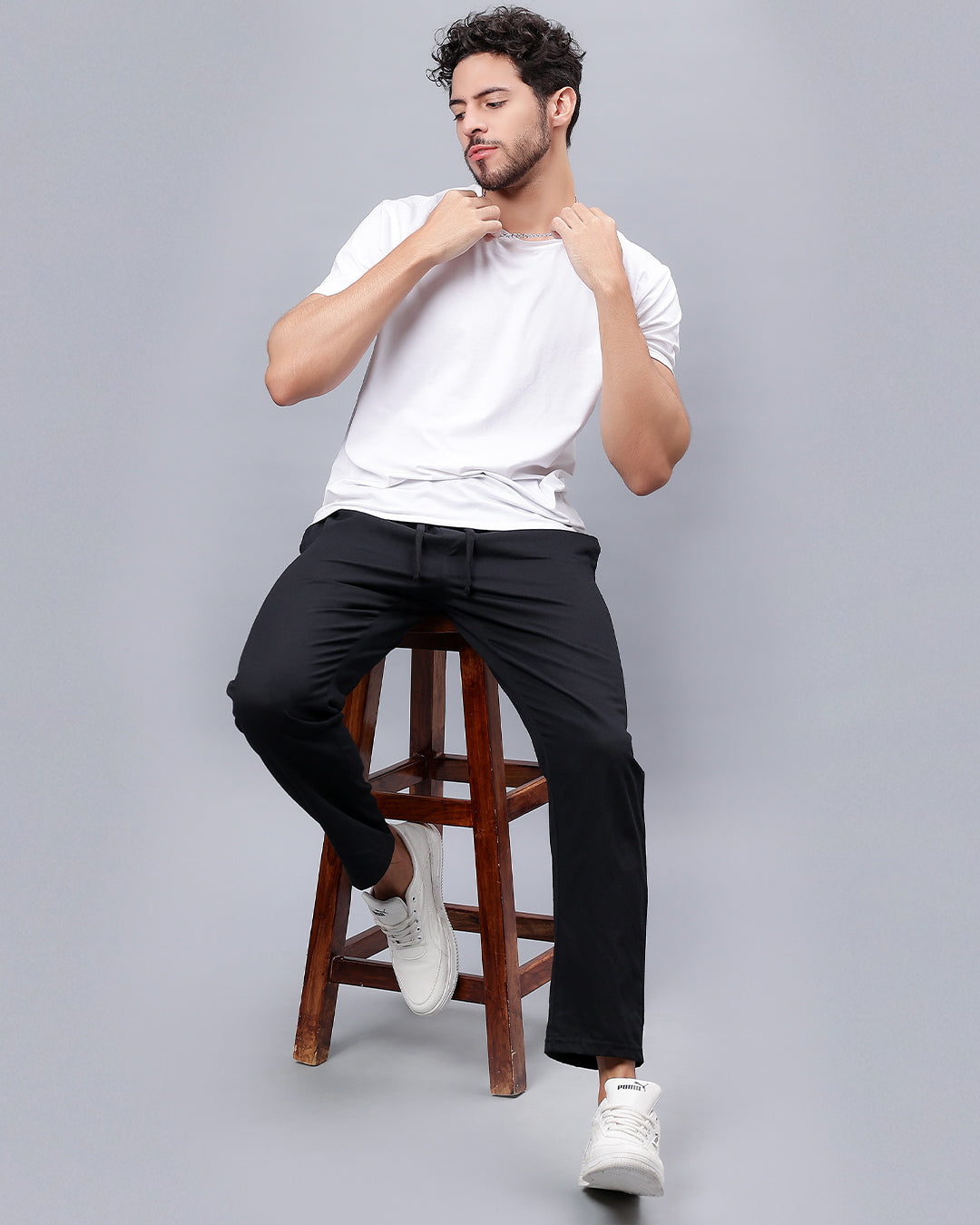 Black Casual Men Cargo Joggers