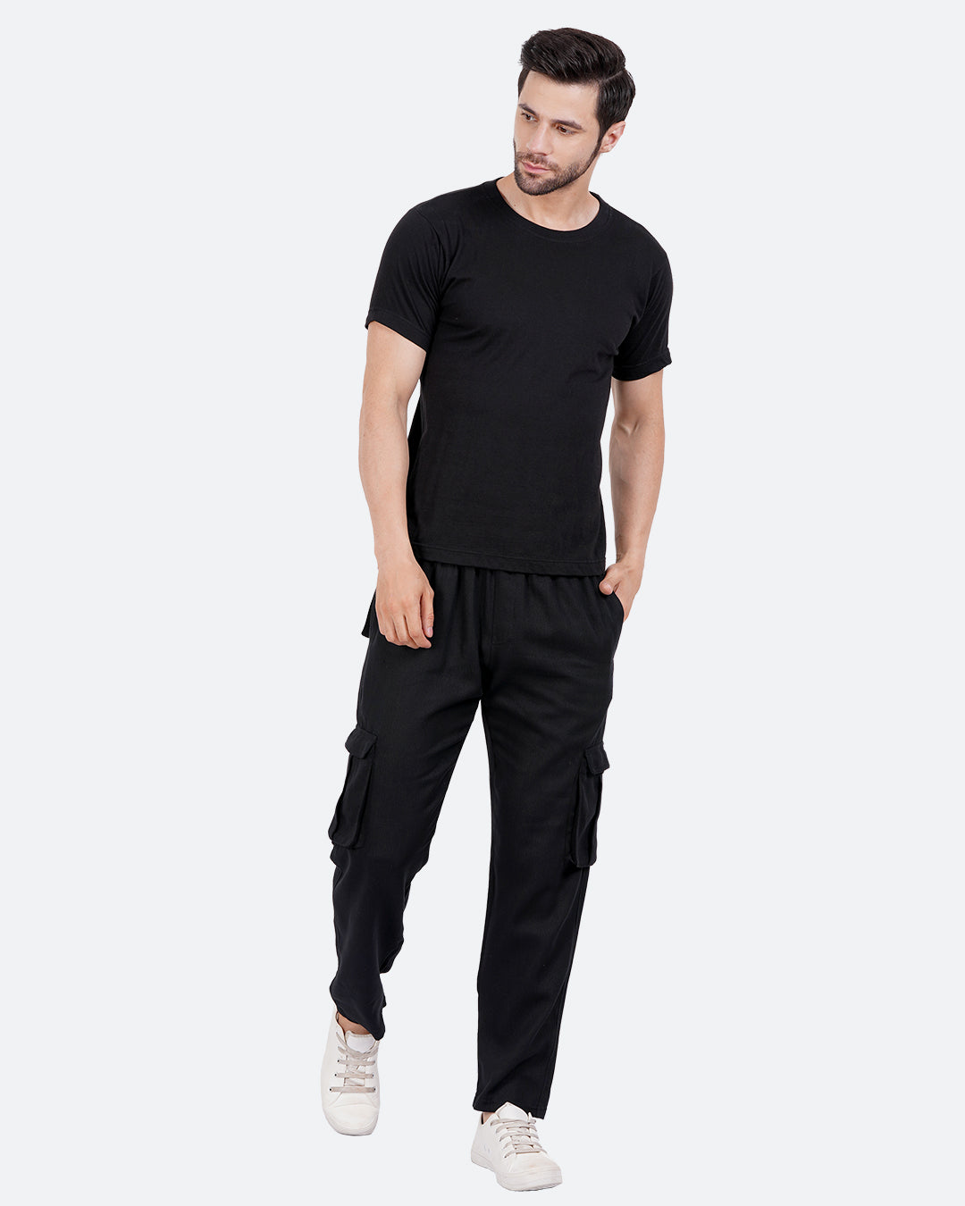 Black Men Cargo Joggers