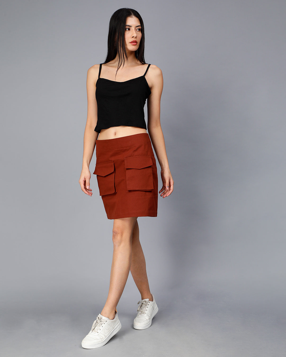 Black Cami Ribbed Crop Top Women