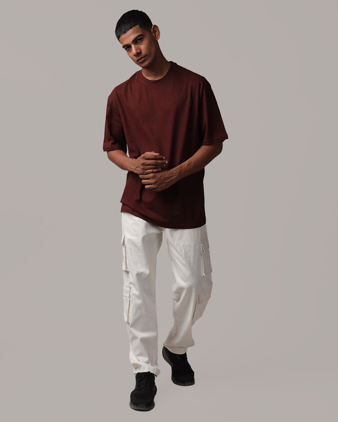 Solid Coffee Brown Oversized Men's Tshirt