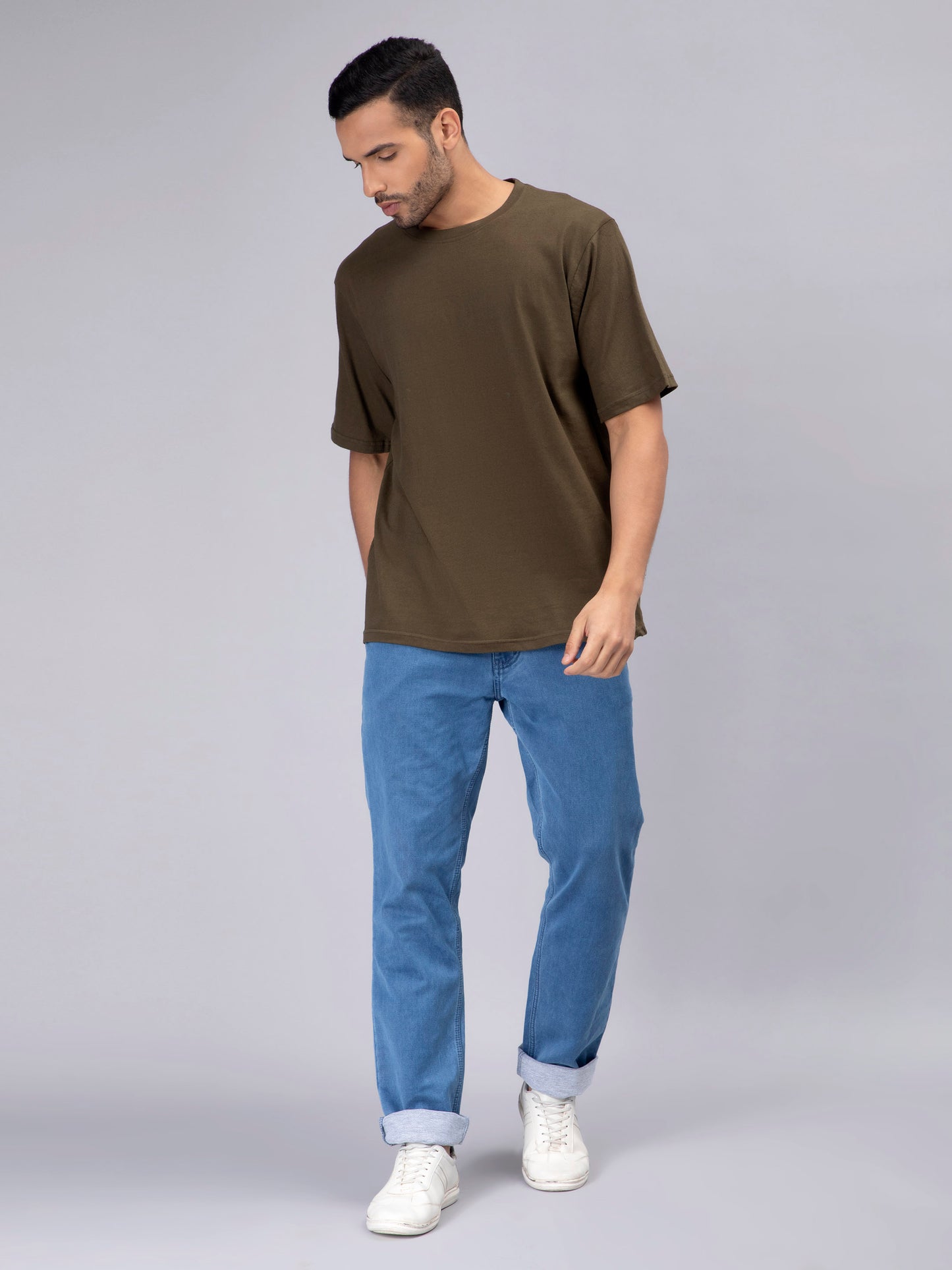 Solid Olive Green Oversized Men's Tshirt