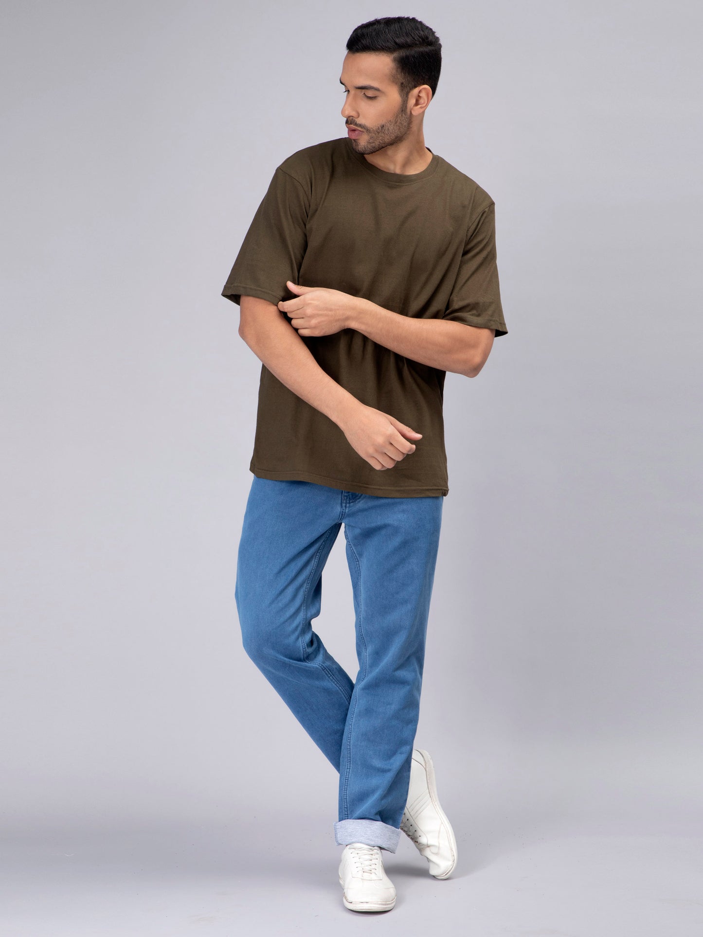 Solid Olive Green Oversized Men's Tshirt
