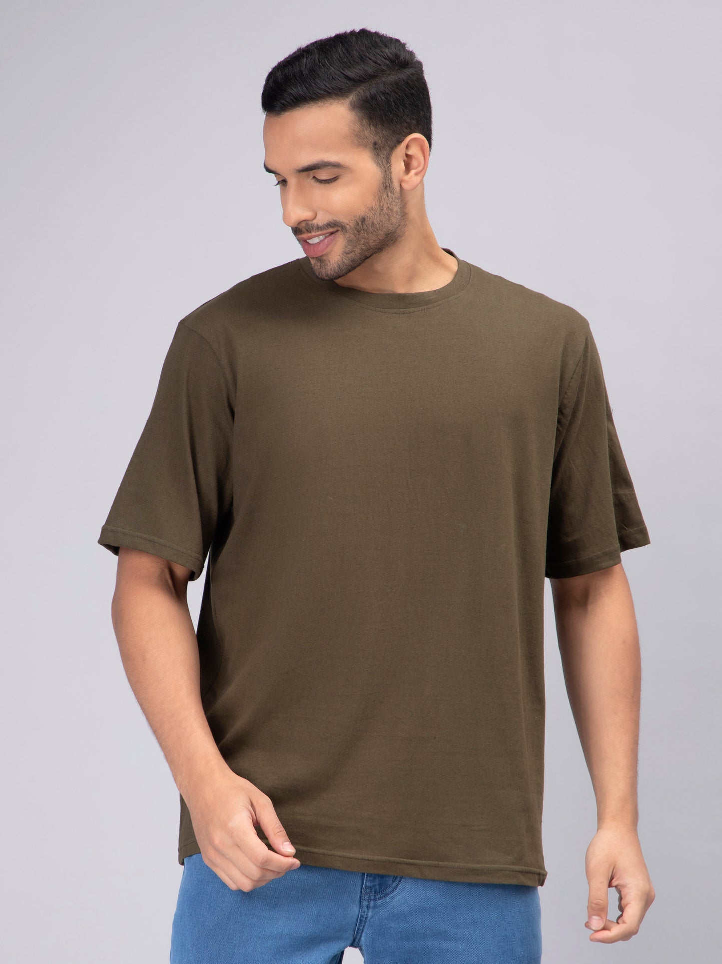 Solid Olive Green Oversized Men's Tshirt