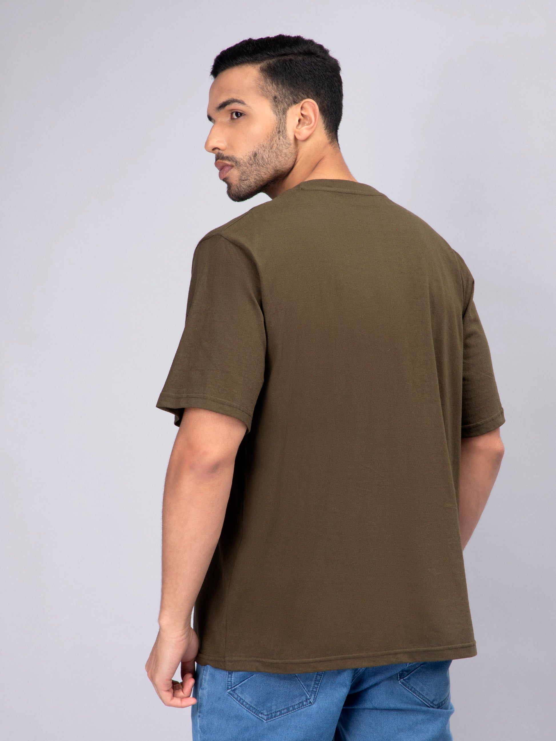 Solid Olive Green Oversized Men's Tshirt