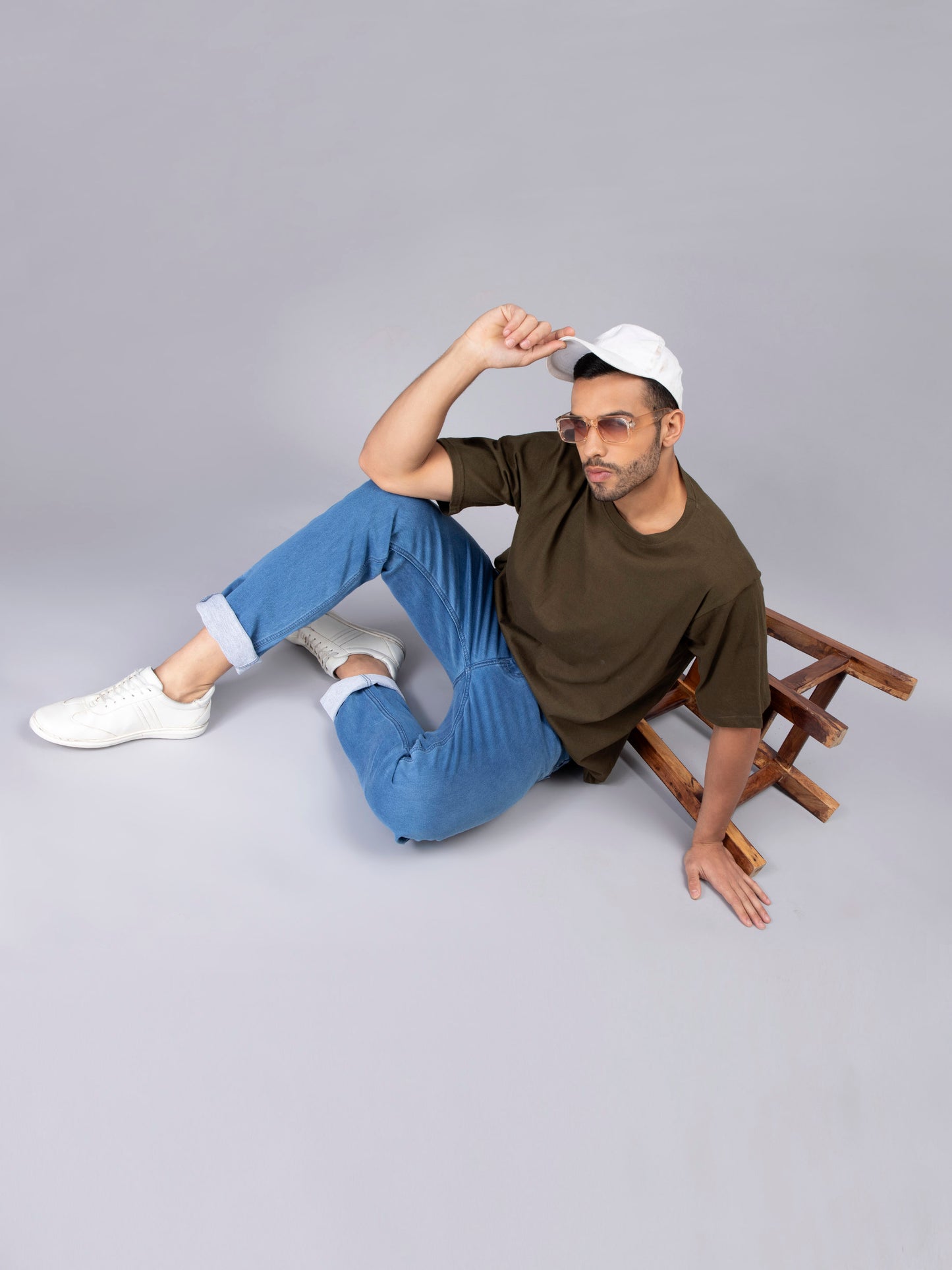 Solid Olive Green Oversized Men's Tshirt
