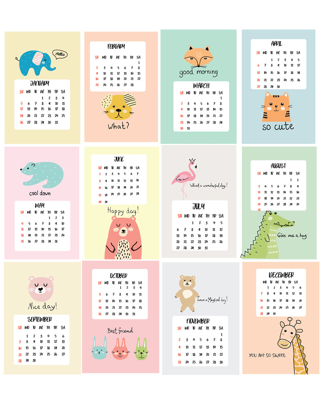 Flash Sale- Animal Calendar