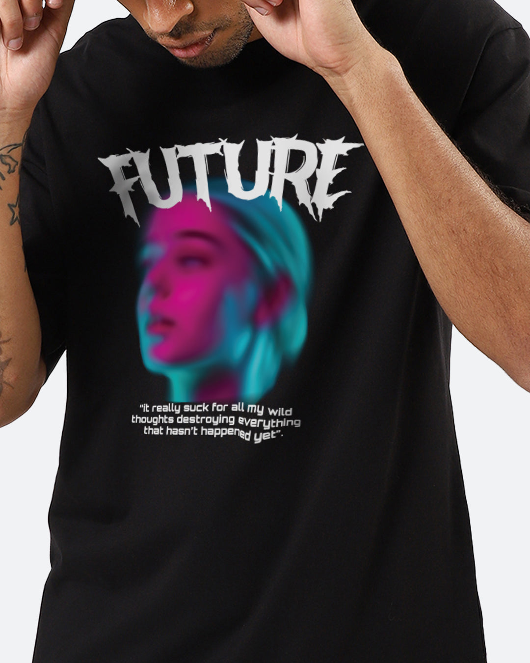 Future Black Oversized Men's T-shirt