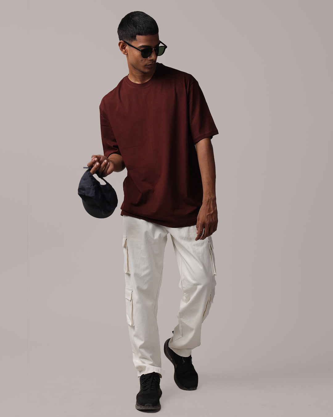 Solid Coffee Brown Oversized Men's Tshirt