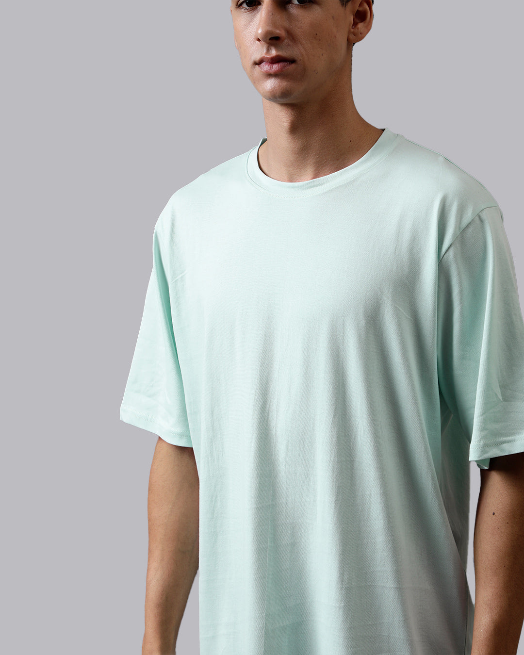 Mint Green Solid Oversized Men's Tshirt