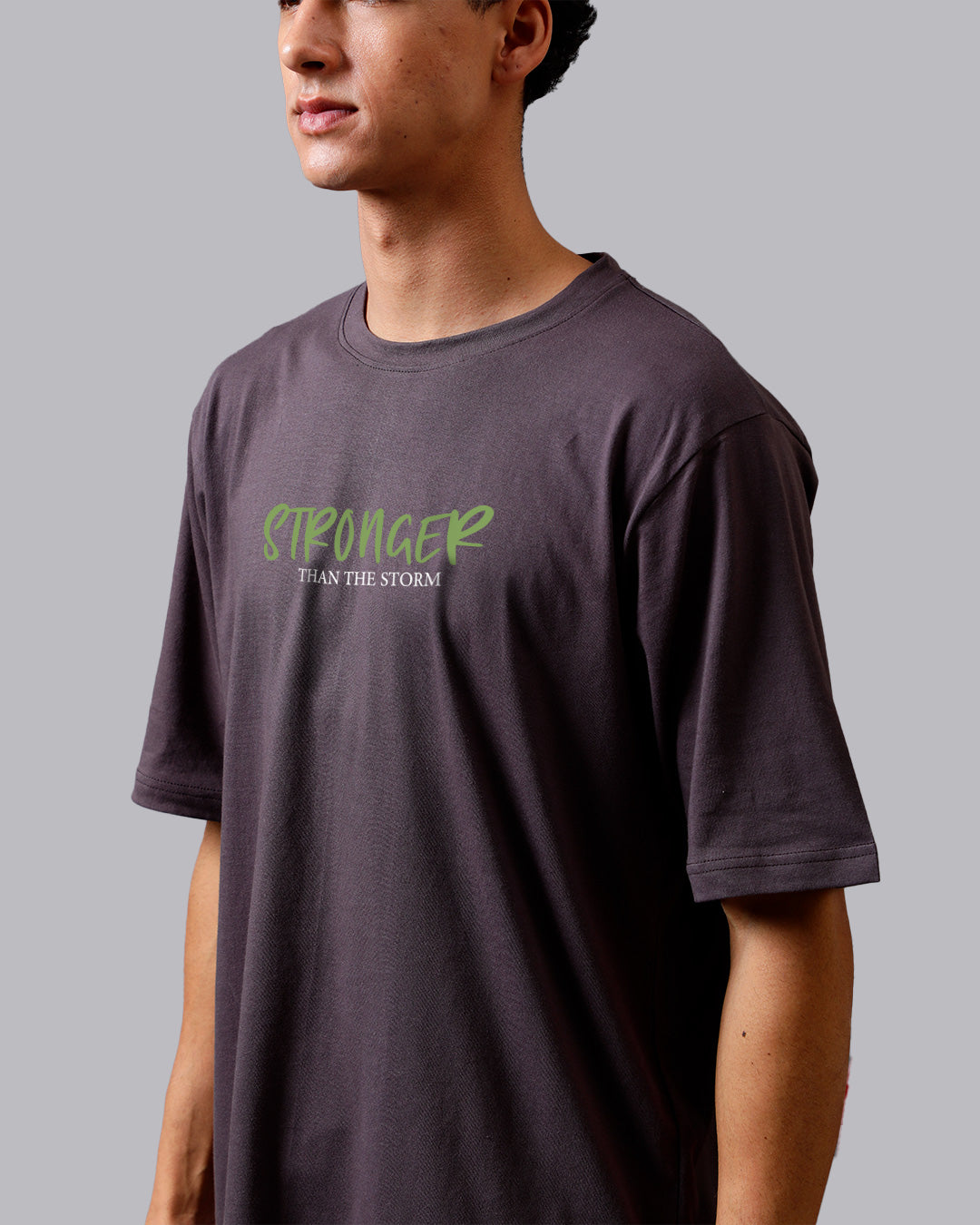 Stronger Grey Oversized Men's Tshirt
