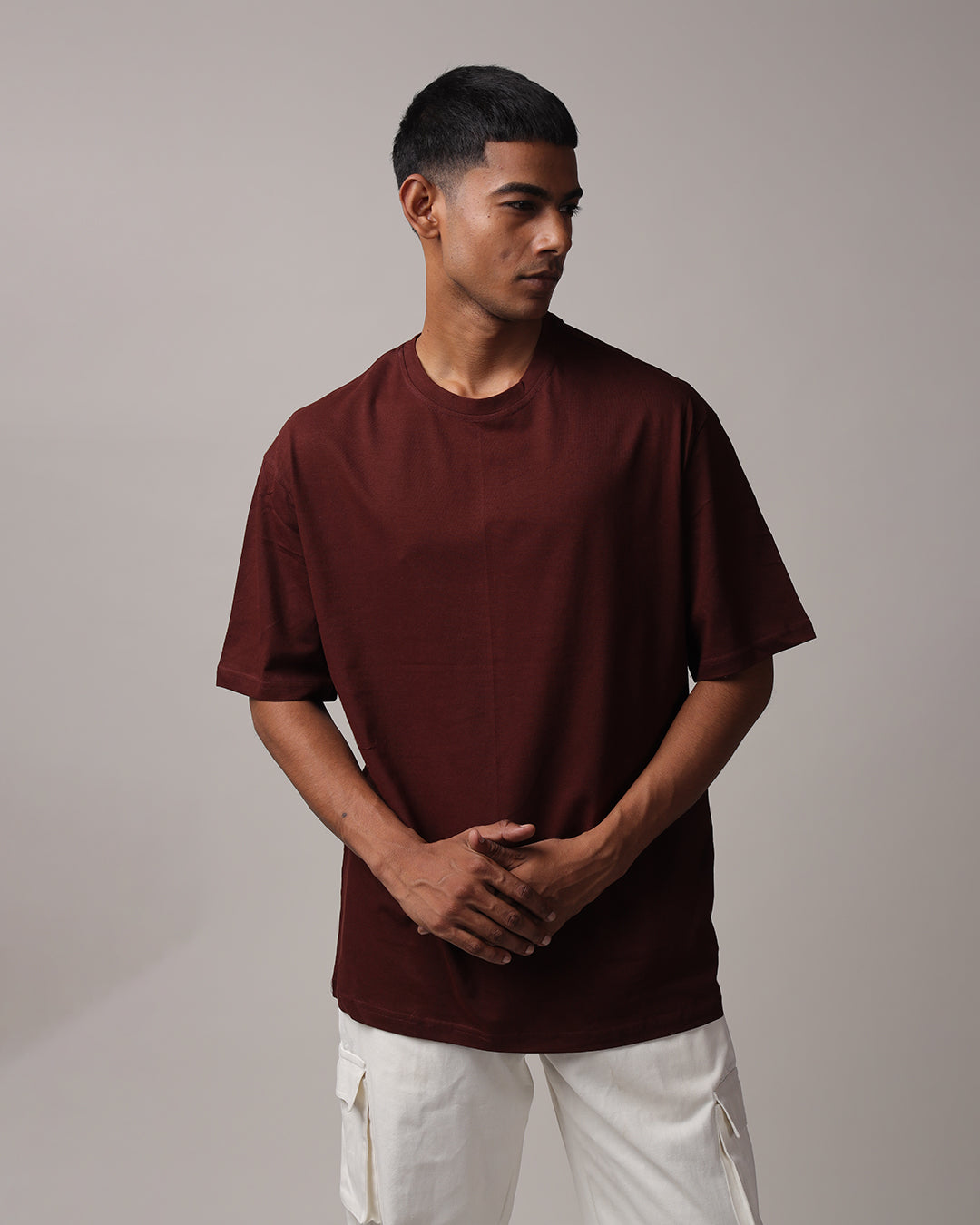 Solid Coffee Brown Oversized Men's Tshirt
