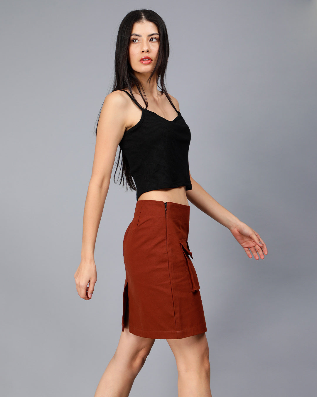 Black Cami Ribbed Crop Top Women