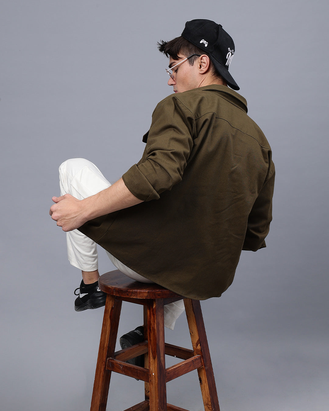 Olive Cargo Shirt Men