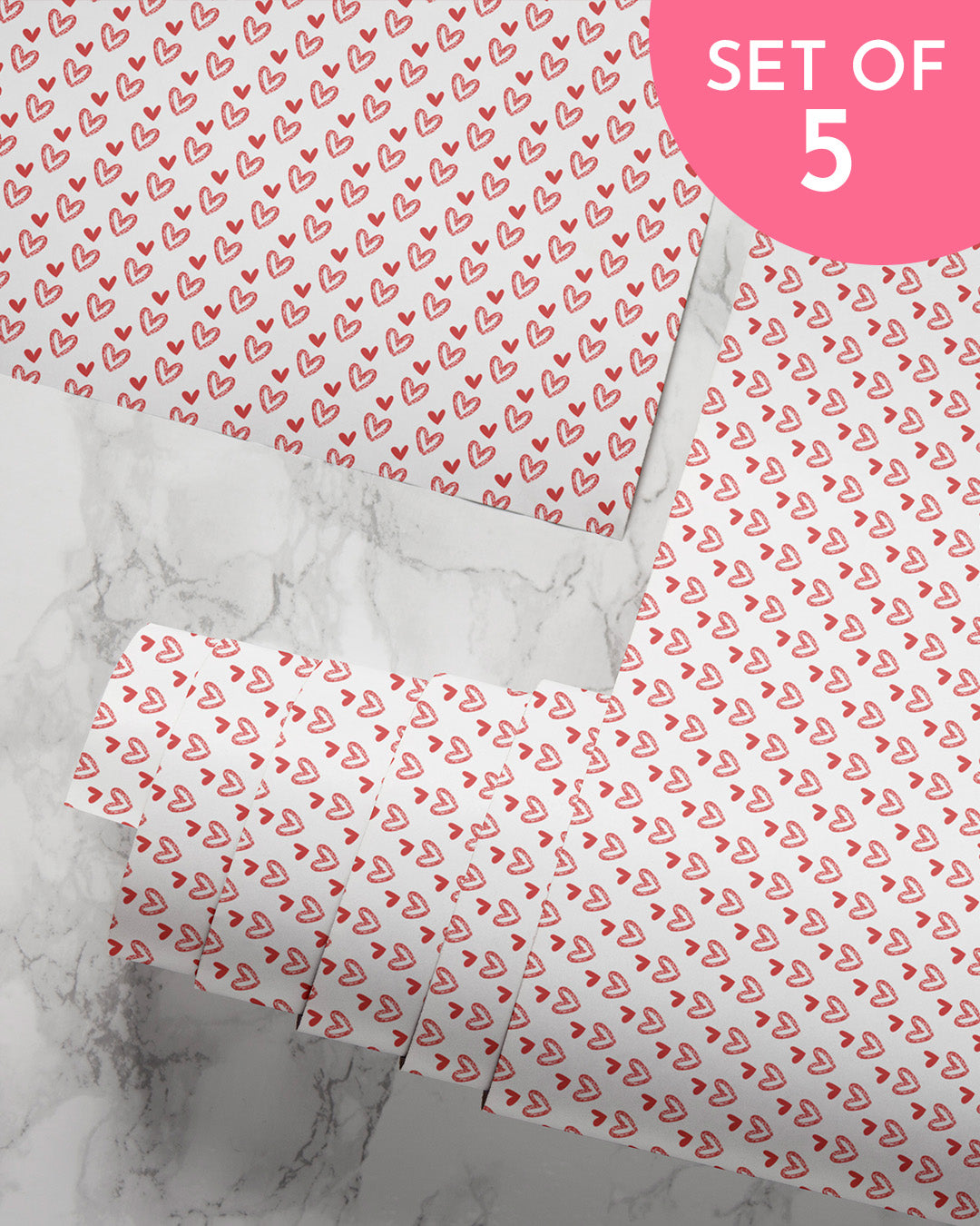 Flash Sale- Big Hearts Wrapping Paper (Set Of 5)